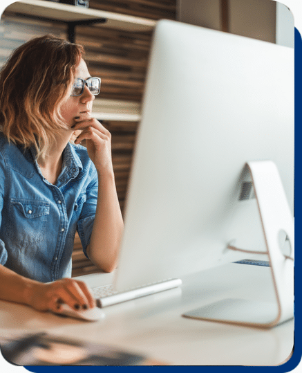 Women work on Computer