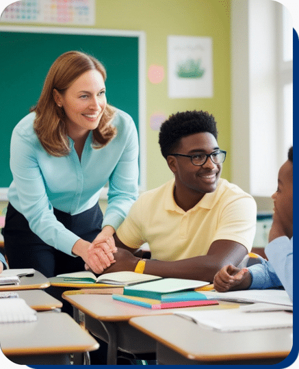 Professor lady and student in class
