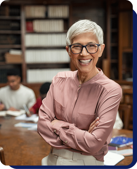 Women standing and smile in classroom